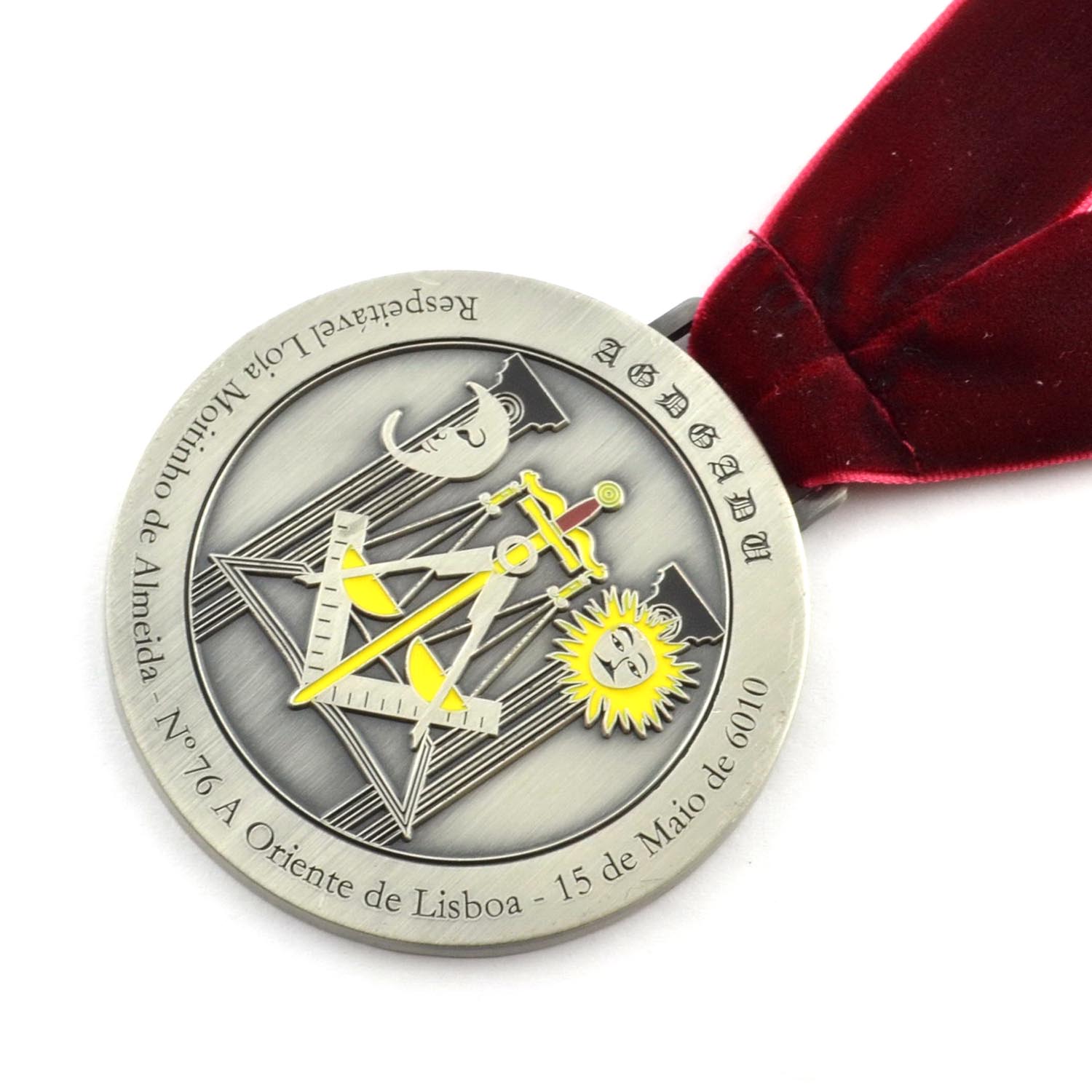 Médaille religieuse ancienne en or et argent en vrac, personnalisée, bon marché, avec ruban, vente en gros (7)