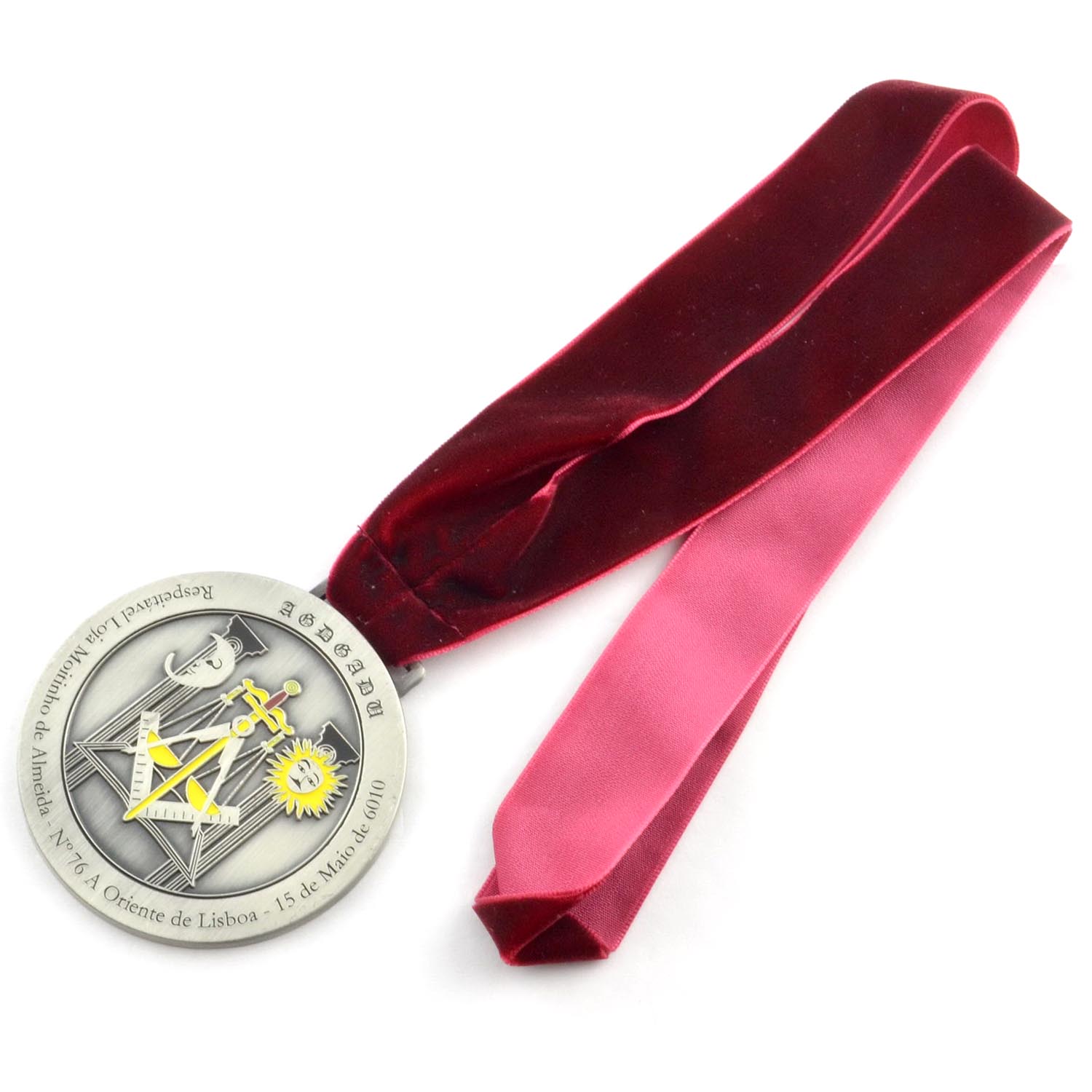 卸売カスタム格安バルク古代の金と銀のリボン付き宗教メダル (8)
